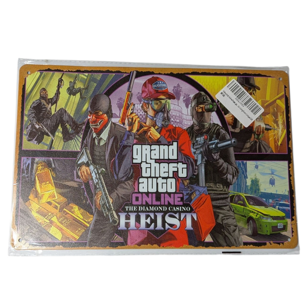 Grand Theft Auto - Diamond Casino Heist - TIN SIGN - Home Deco - Kids Room - NWT